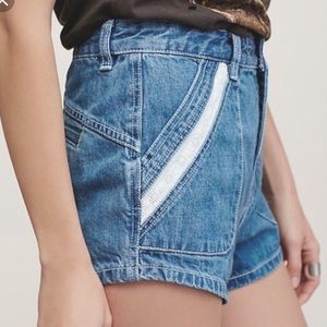 Free People Denim Shorts with Lace Detailed Pocket